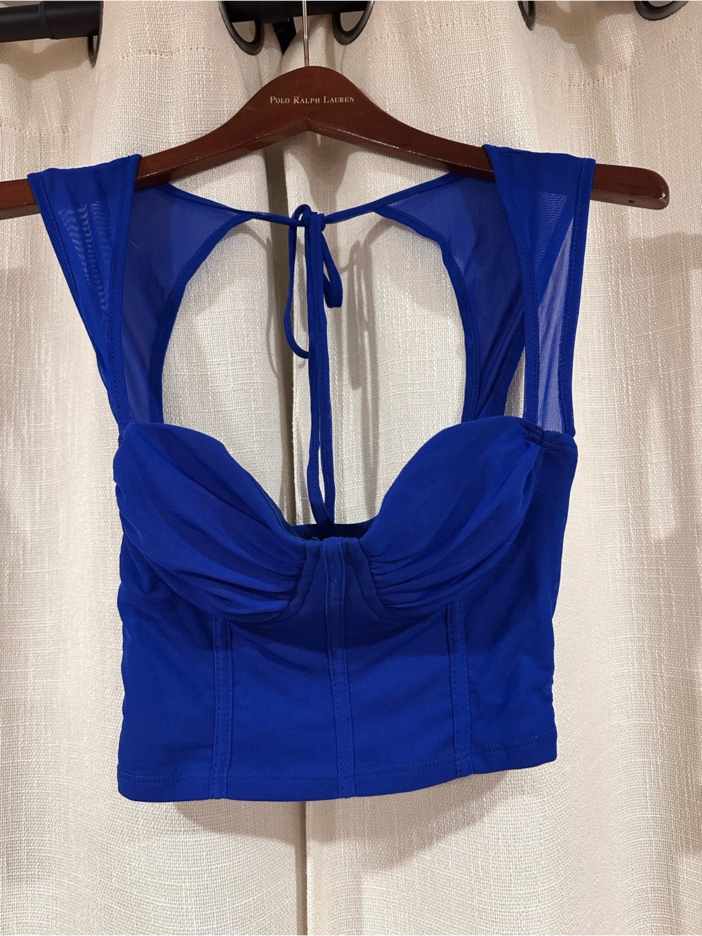 Cobalt Blue Bustier Camisole with Tie-Back